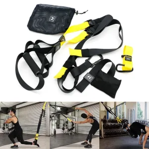 P3-2 Adjustable Fitness Exercise Hanging Pulling Rope TRP3X Wall Pulley Yoga Belt, Main Belt: 1.4m, 1.9m After Adjusted, Sports Version (Black Yellow)