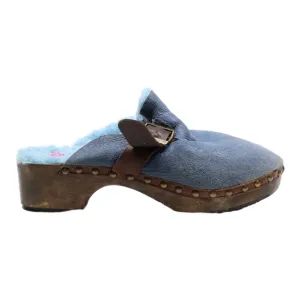 100% Clog Shoes Blue Synthetic Womens UK 6