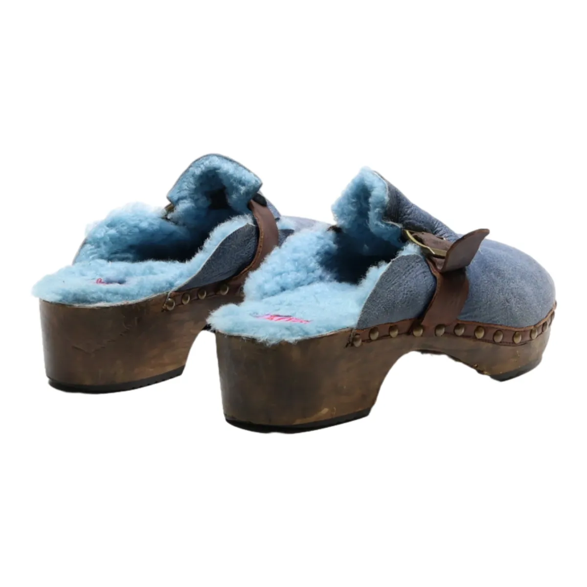 100% Clog Shoes Blue Synthetic Womens UK 6