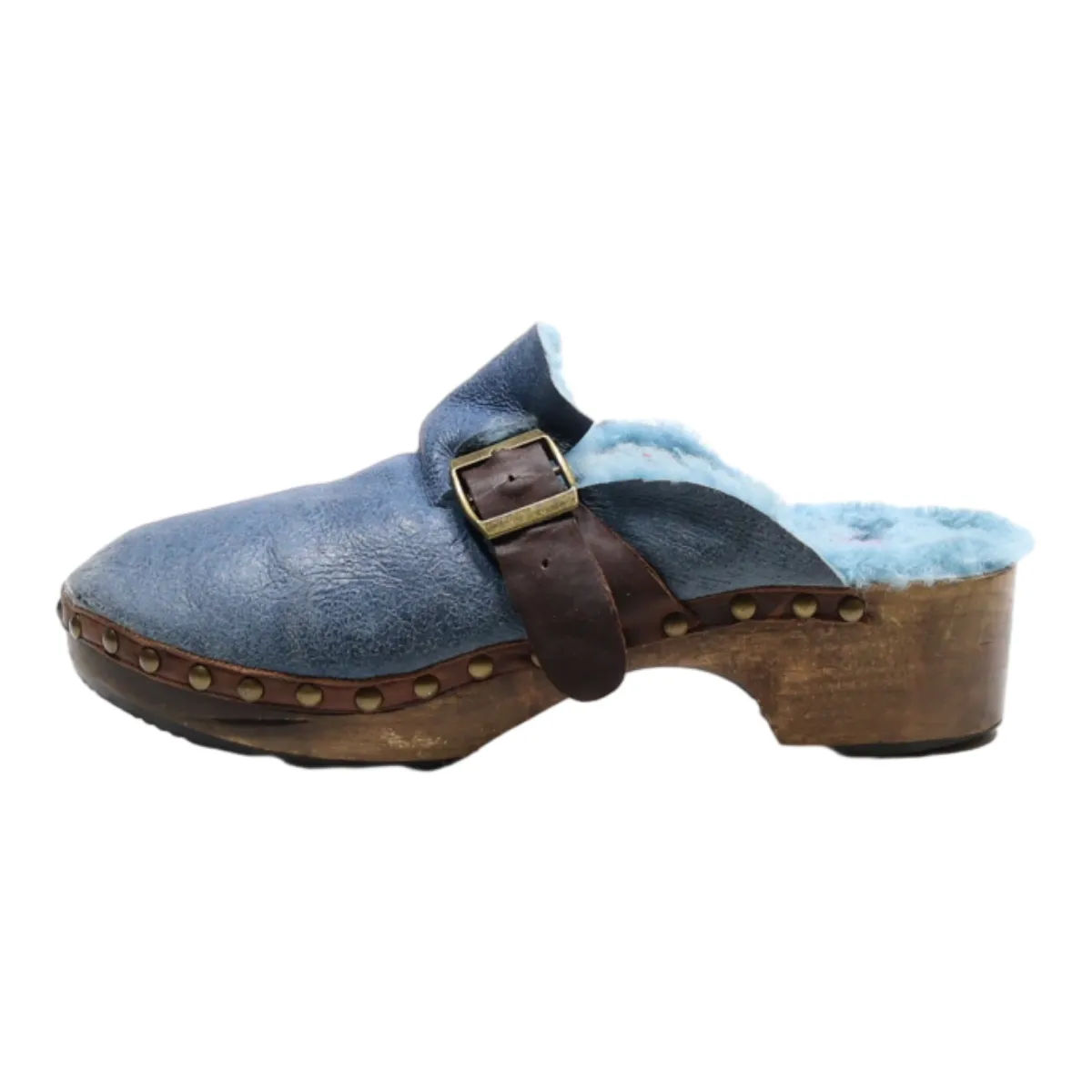 100% Clog Shoes Blue Synthetic Womens UK 6