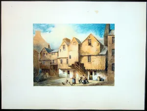 1849 Fairbairn Large Folio Antqiue Print of Houses Saltmarket St Gorbals Glasgow