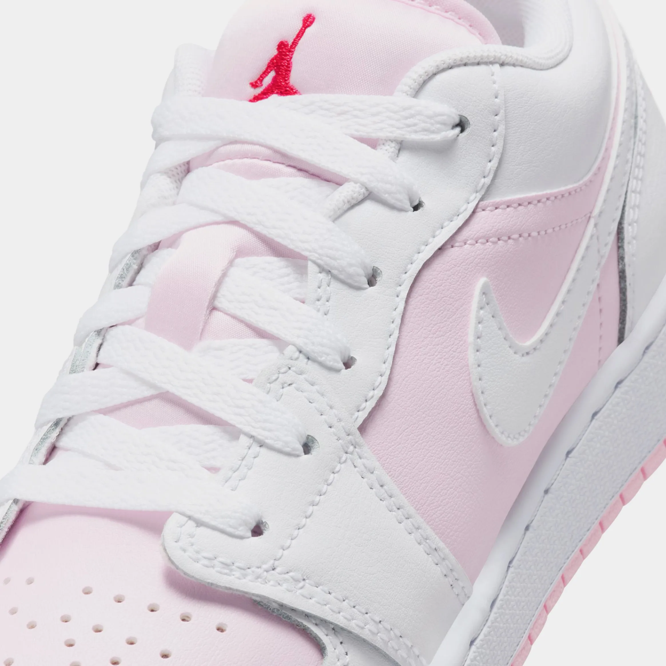 Air Jordan 1 Low Grade School Lifestyle Shoes (Pink Foam/White/Fire Red)