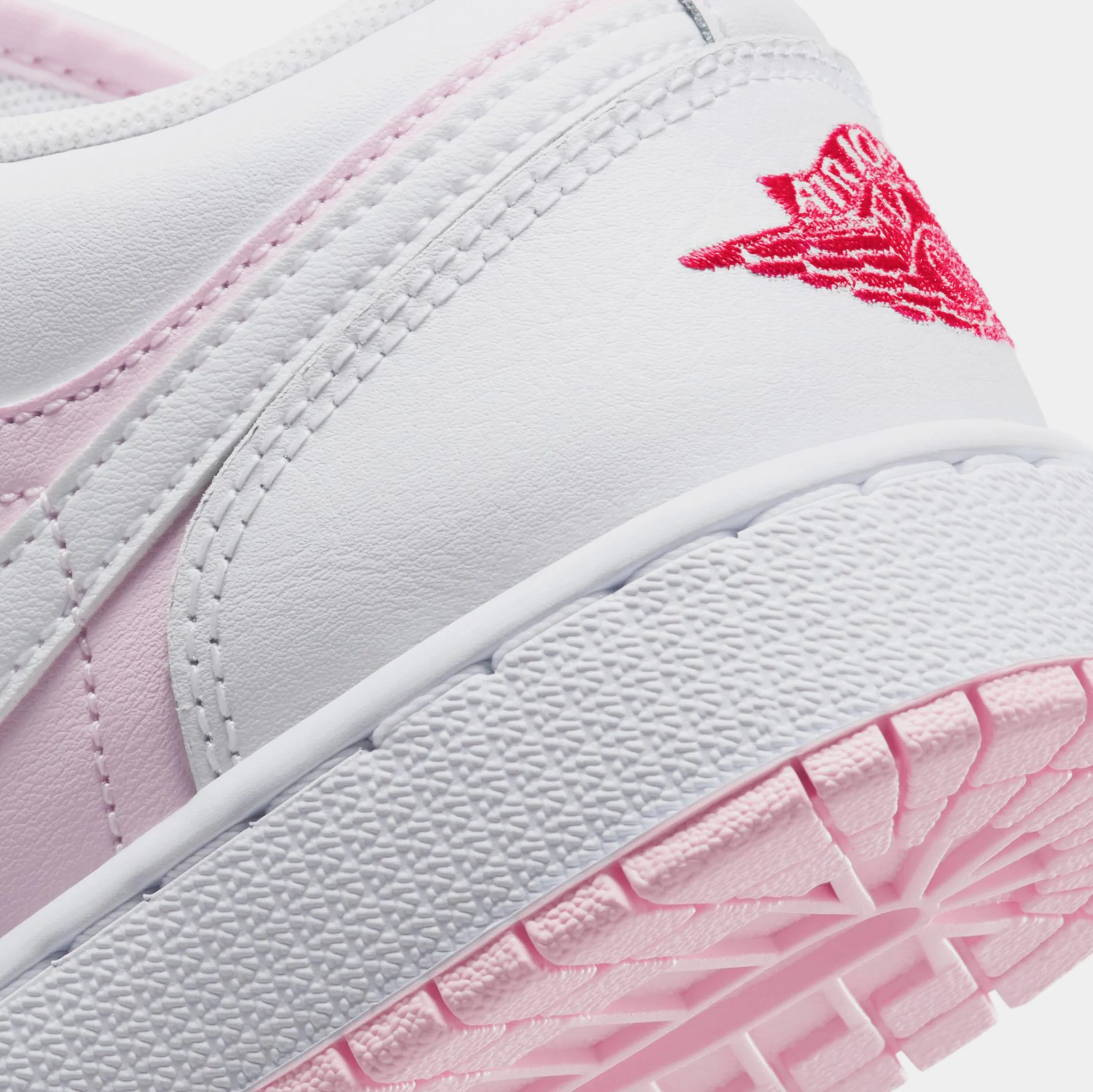 Air Jordan 1 Low Grade School Lifestyle Shoes (Pink Foam/White/Fire Red)