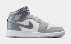 Air Jordan 1 Mid Grade School Lifestyle Shoes (White/Cool Grey/Medium Grey)