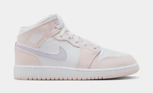 Air Jordan 1 Mid Pink Wash Grade School Lifestyle Shoes (Pink Wash/White/Violet Frost)