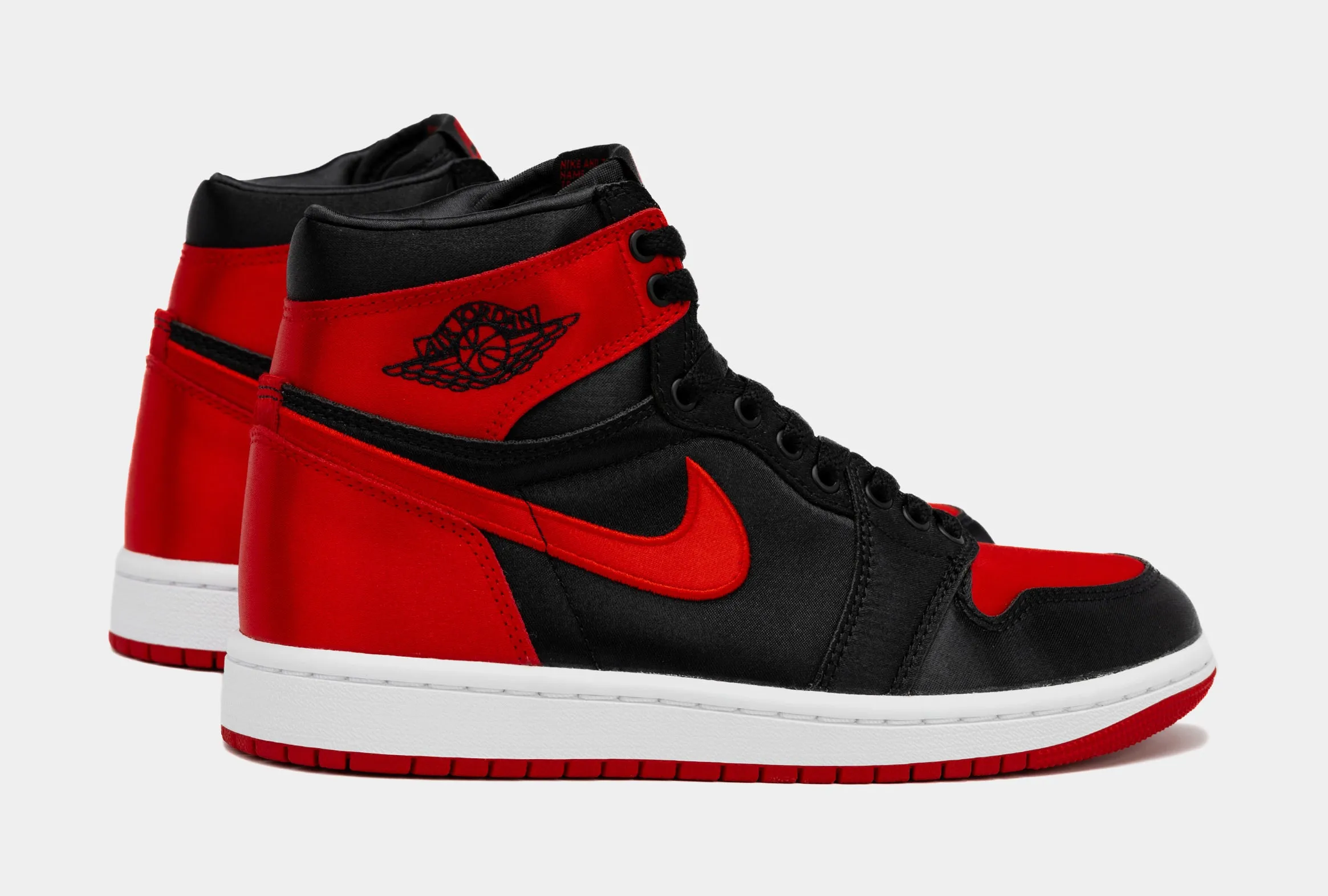 Air Jordan 1 Retro Hi OG Satin Bred Womens Lifestyle Shoes (Black/Red)