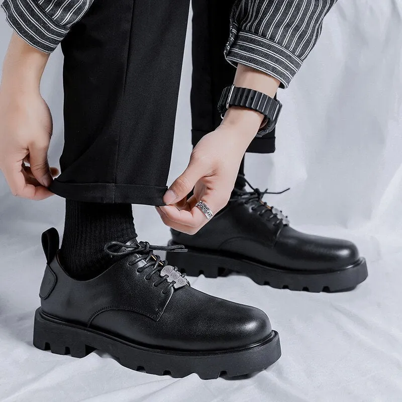 Amozae- Gangseo Metal Badge Lace-up Chunky Sole Shoes