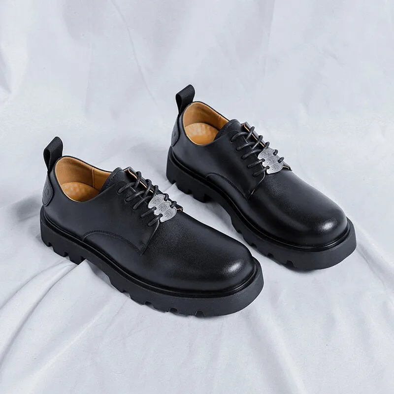 Amozae- Gangseo Metal Badge Lace-up Chunky Sole Shoes