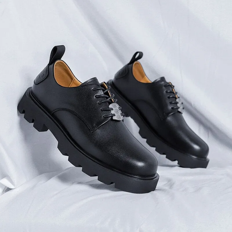 Amozae- Gangseo Metal Badge Lace-up Chunky Sole Shoes