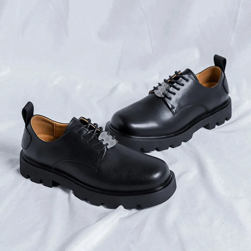 Amozae- Gangseo Metal Badge Lace-up Chunky Sole Shoes