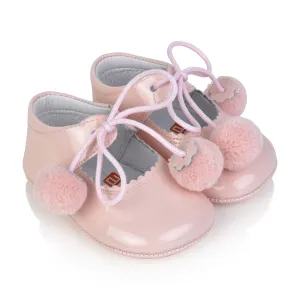 Andanines Baby Girls Patent Pom Pom Pre Walkers