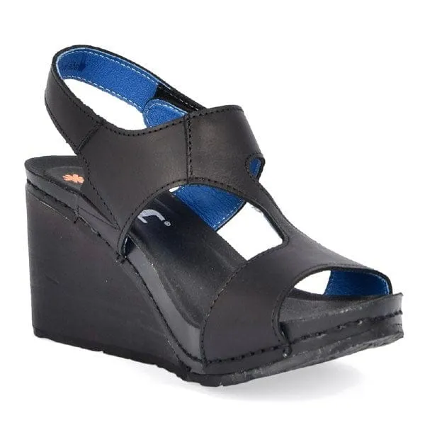 Art Women's Denia Wedge Sandals- Black