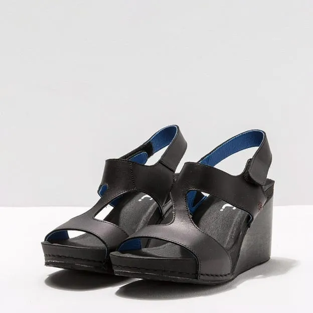 Art Women's Denia Wedge Sandals- Black