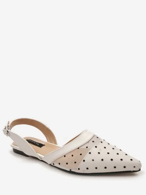 Attractive Dot Pointed Toe Flat Sandals