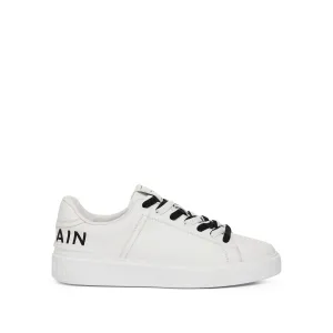 B-Court Calfskin & Print Sneaker in White/Black