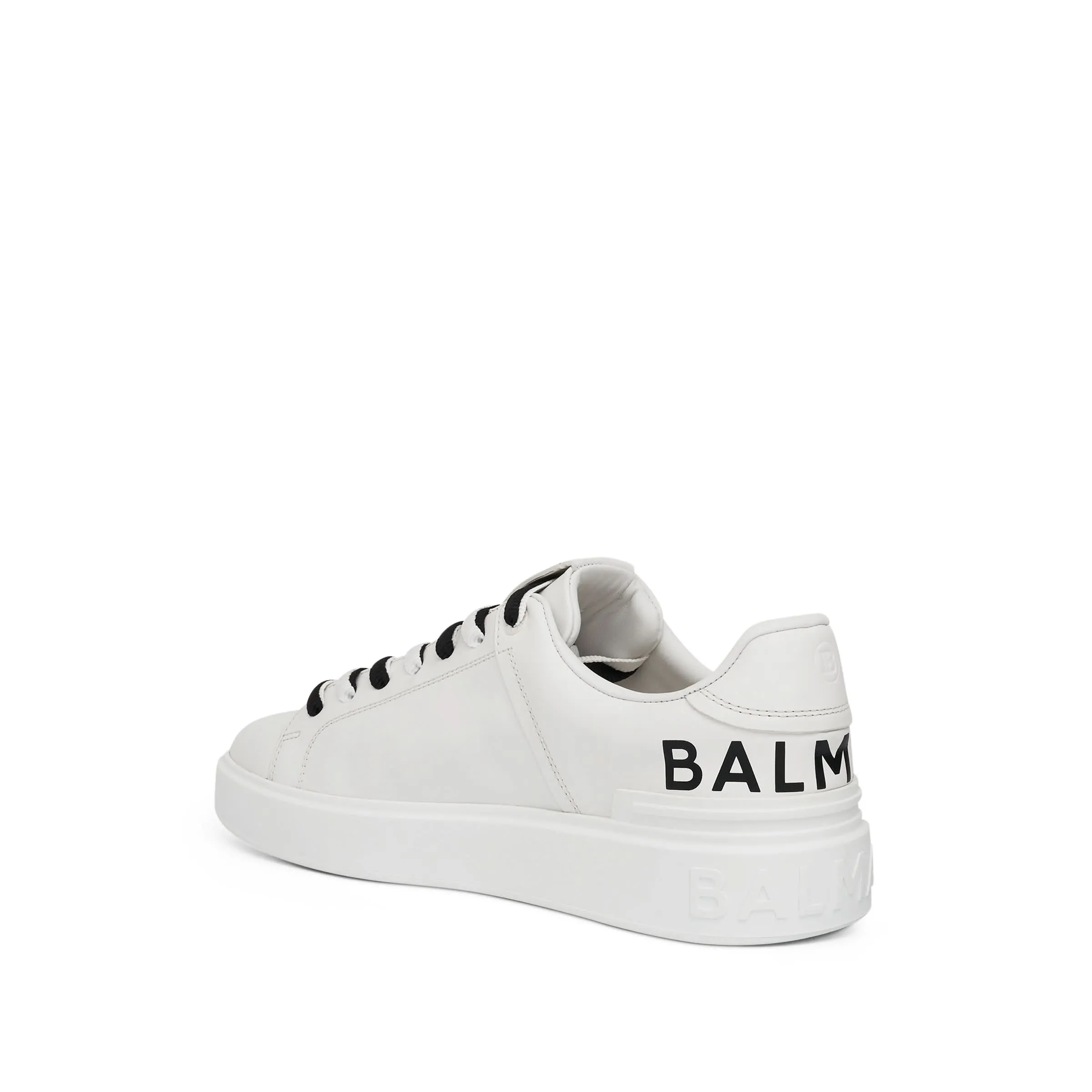 B-Court Calfskin & Print Sneaker in White/Black