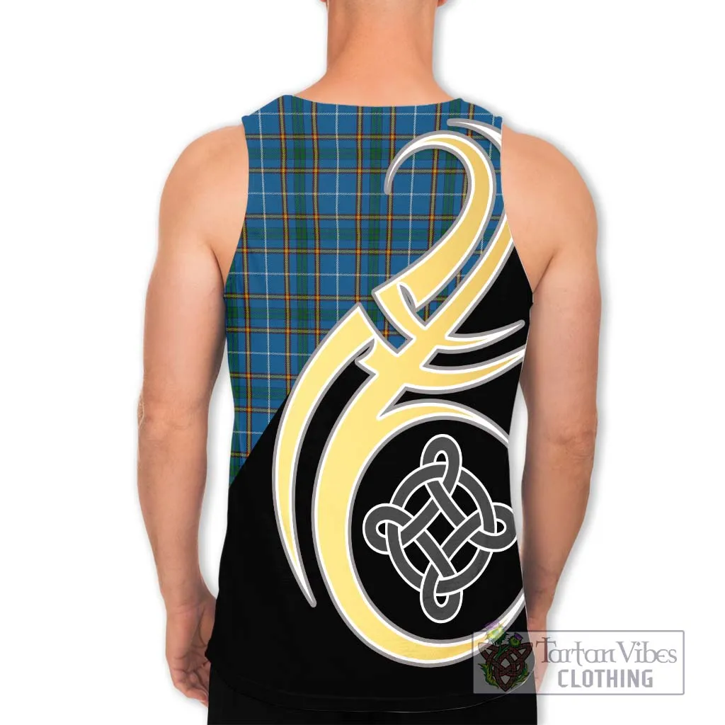 Bain Tartan Men's Tank Top with Family Crest and Celtic Symbol Style