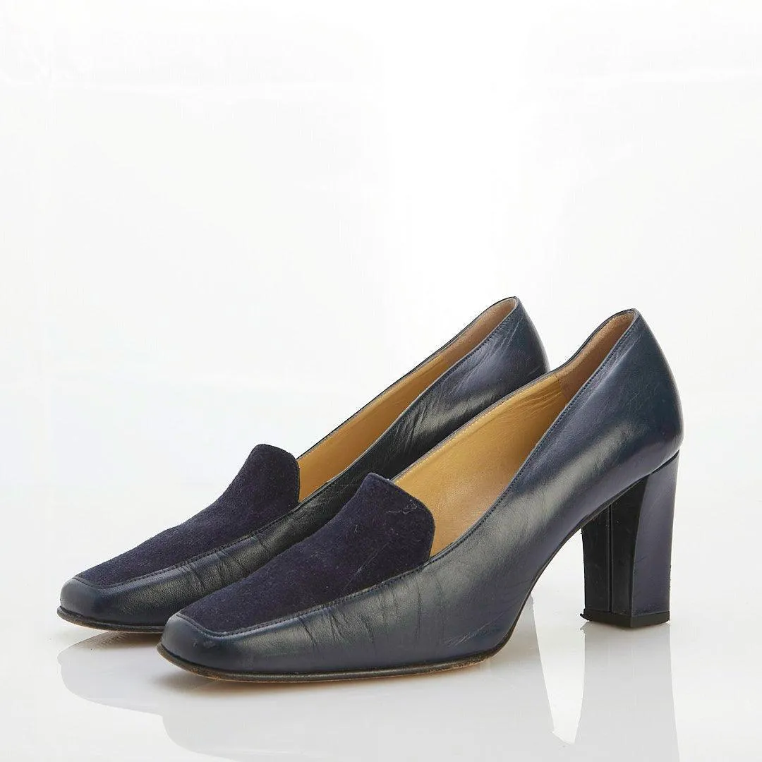 Bally Leather Navy Blue Court Shoe UK Size 6.