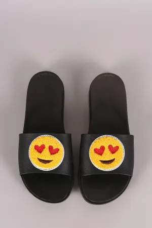 Bamboo Emoji Love Happy Face Slide Sandal