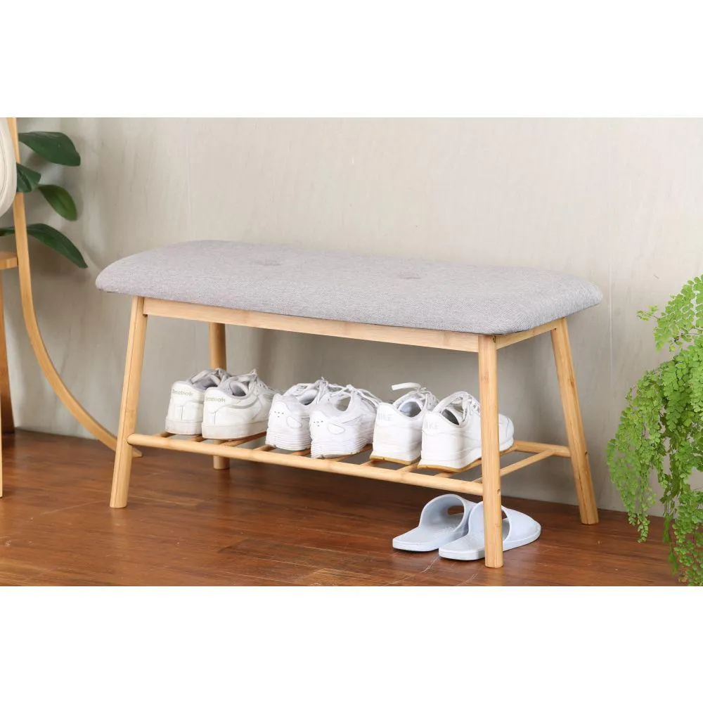 Bamboo Shoe Bench Grey