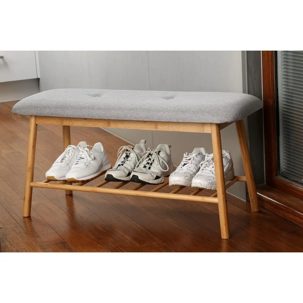 Bamboo Shoe Bench Grey