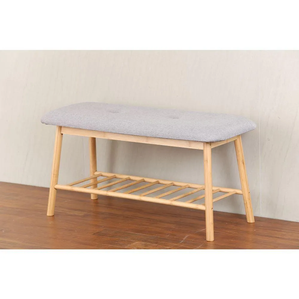 Bamboo Shoe Bench Grey