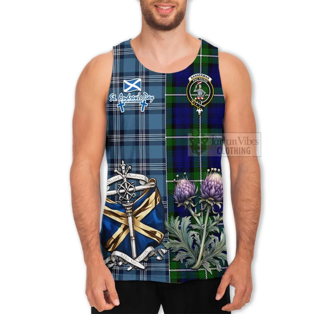 Bannerman Tartan Men's Tank Top Happy St. Andrew's Day Half Tartan Style