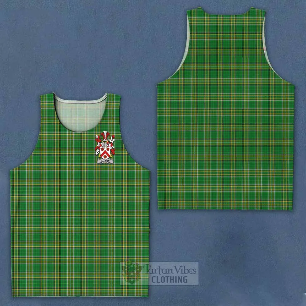 Bannon Irish Clan Tartan Men's Tank Top with Coat of Arms