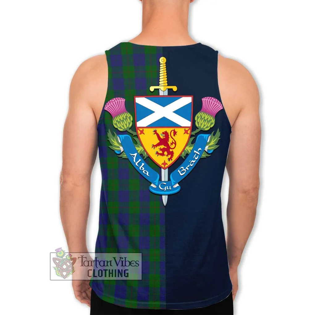 Barclay Tartan Men's Tank Top Alba with Scottish Lion Royal Arm Half Style