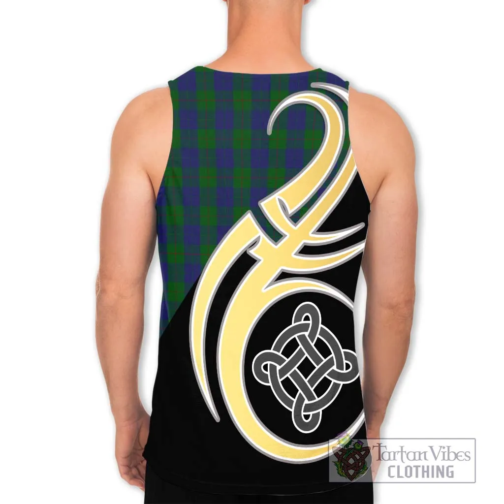 Barclay Tartan Men's Tank Top with Family Crest and Celtic Symbol Style