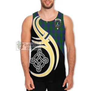 Barclay Tartan Men's Tank Top with Family Crest and Celtic Symbol Style