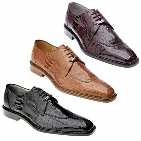 Belvedere Dark Burgundy Men's Lace Up Oxford Shoes Ostrich Legs