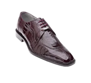 Belvedere Dark Burgundy Men's Lace Up Oxford Shoes Ostrich Legs