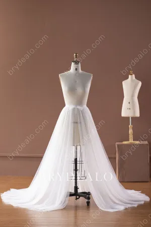 Best Simple Sheer Tulle Wedding Overskirt Online