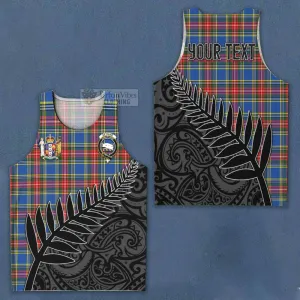 Bethune Crest Tartan Men's Tank Top with New Zealand Silver Fern Half Style