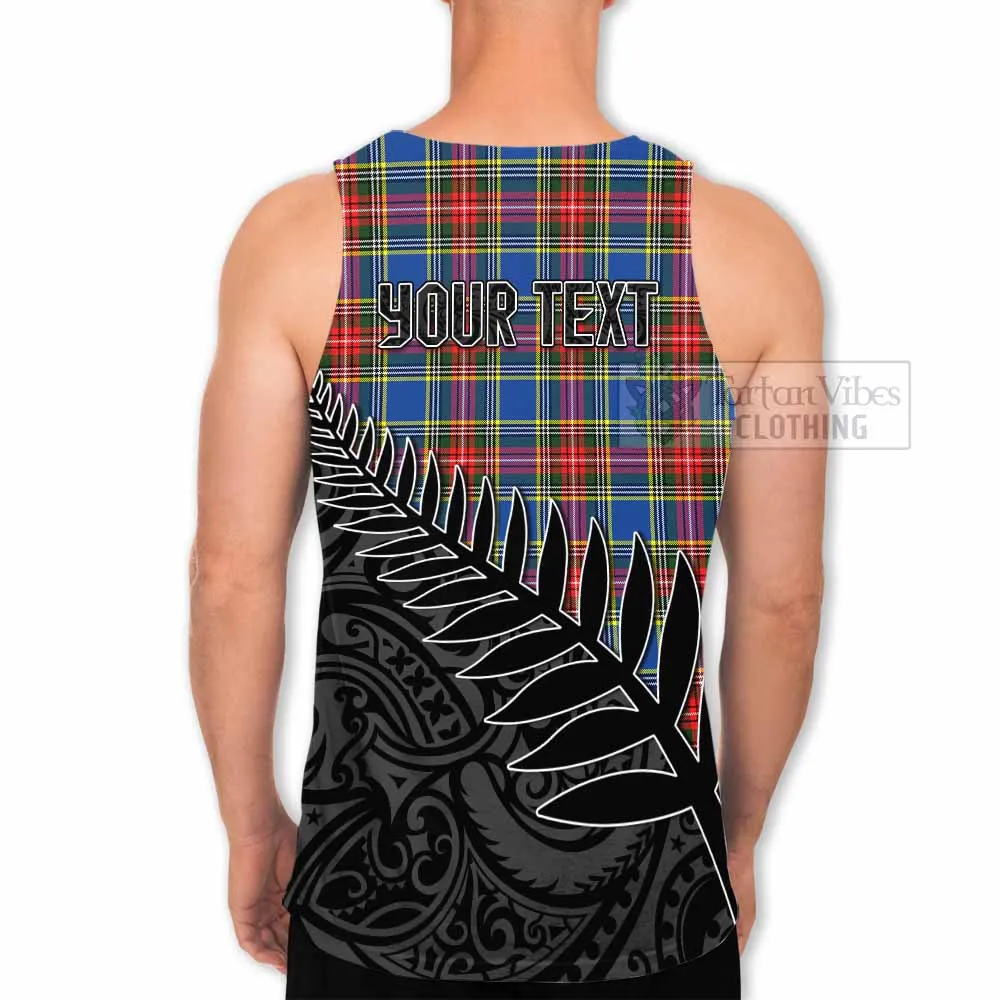 Bethune Crest Tartan Men's Tank Top with New Zealand Silver Fern Half Style