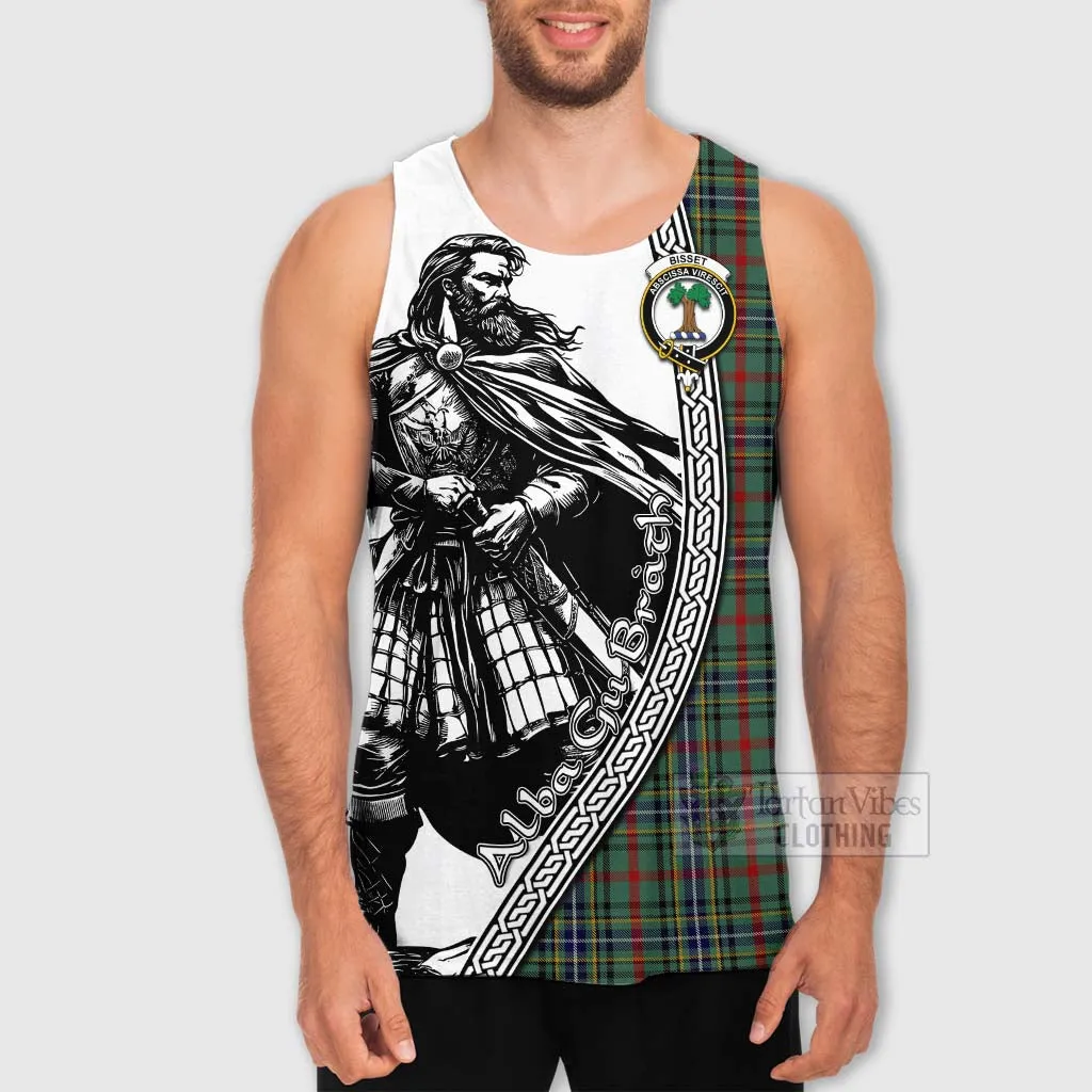 Bisset Tartan Clan Crest Men's Tank Top with Highlander Warrior Celtic Style