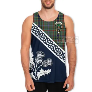 Bisset Tartan Men's Tank Top Featuring Thistle and Scotland Map