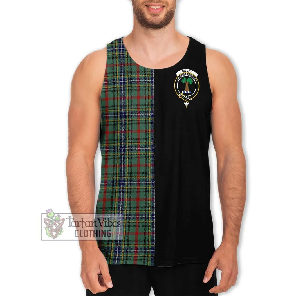 Bisset Tartan Men's Tank Top with Family Crest and Half Of Me Style