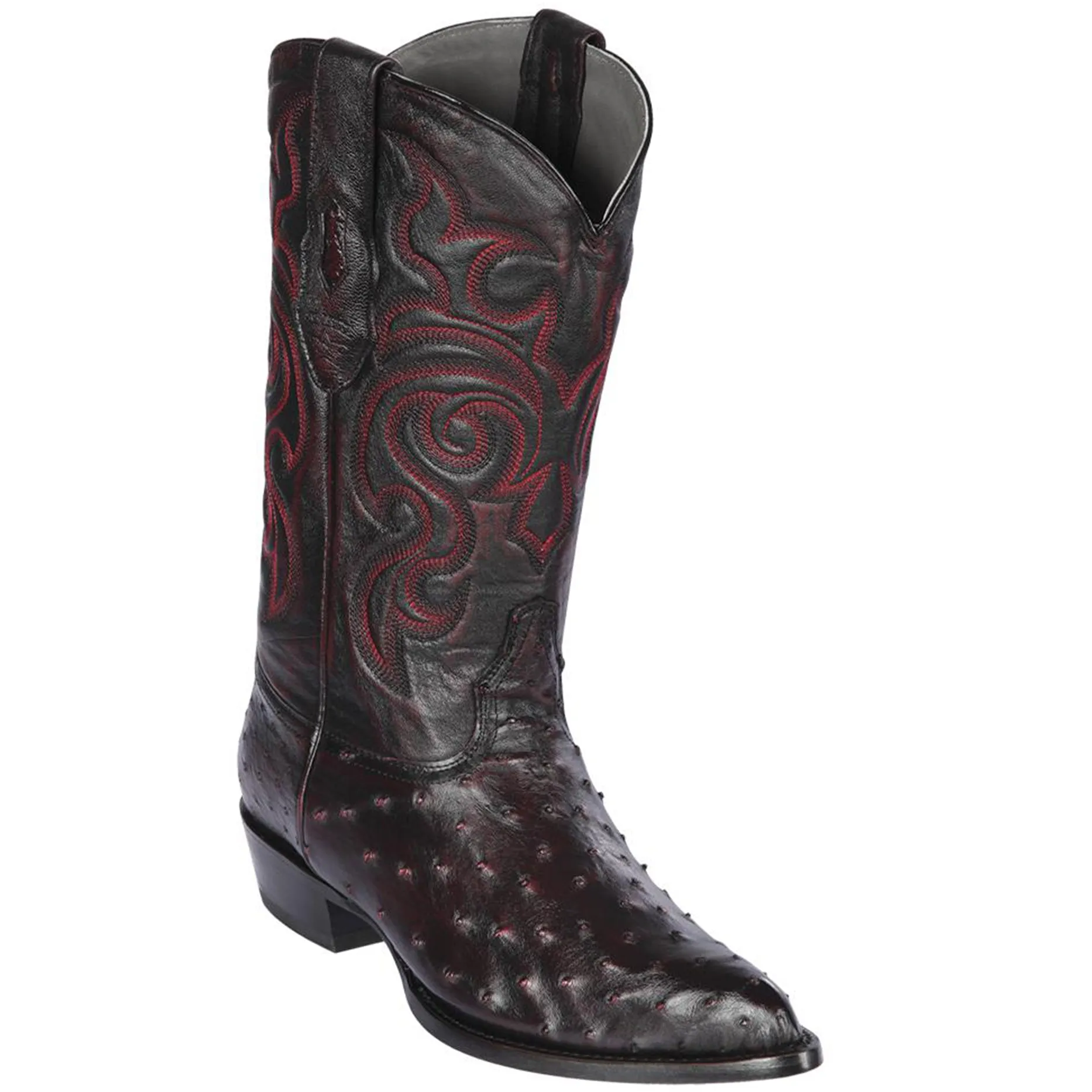 Black Cherry Ostrich Boots J-Toe