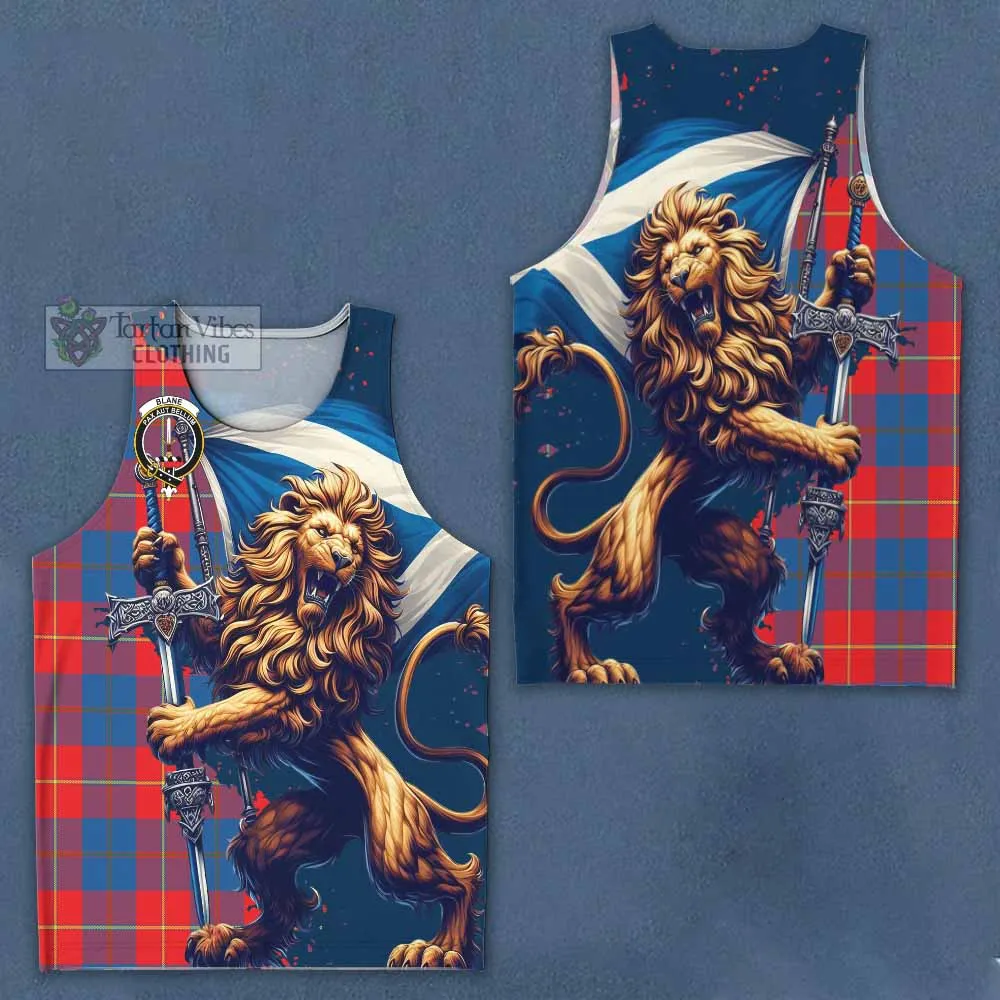 Blane Tartan Family Crest Men's Tank Top with Scottish Majestic Lion