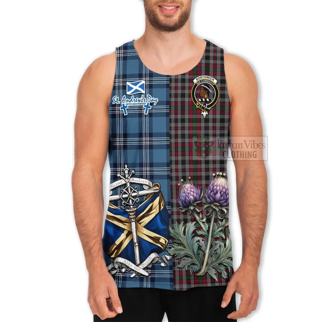 Borthwick Tartan Men's Tank Top Happy St. Andrew's Day Half Tartan Style