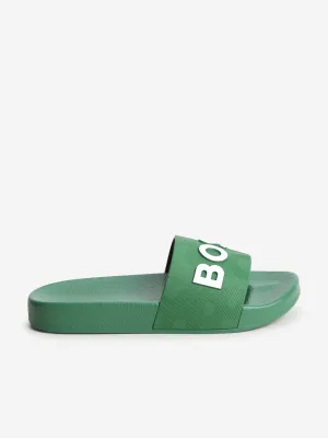 BOSS Boys Logo Sliders in Green