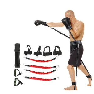 Bounce Trainer Fitness Resistance Band Boxing Suit Latex Tube Tension Rope Leg Waist Trainer, Weight: 120 Pounds(Red)