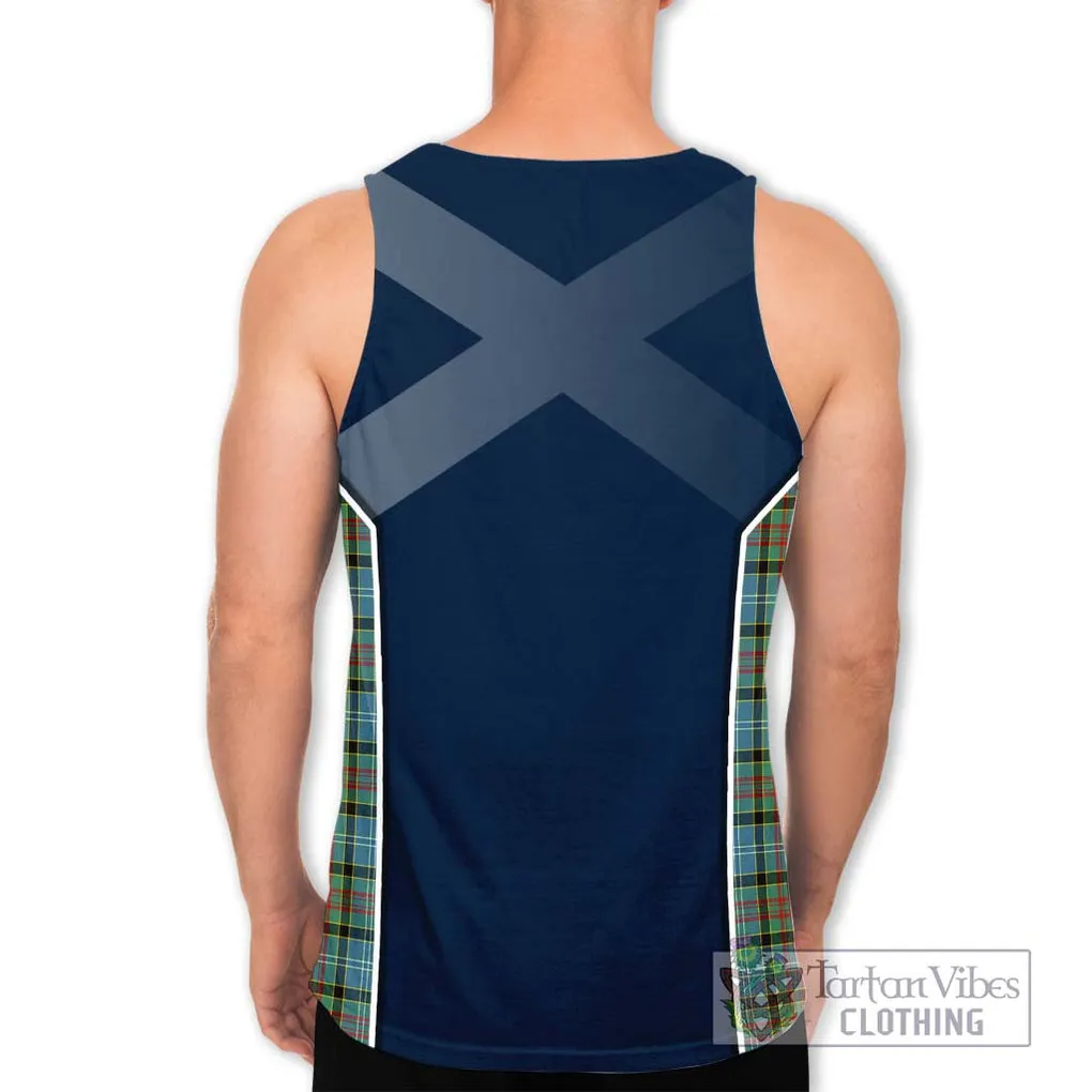 Brisbane Tartan Men's Tank Top with Family Crest and Lion Rampant Vibes Sport Style