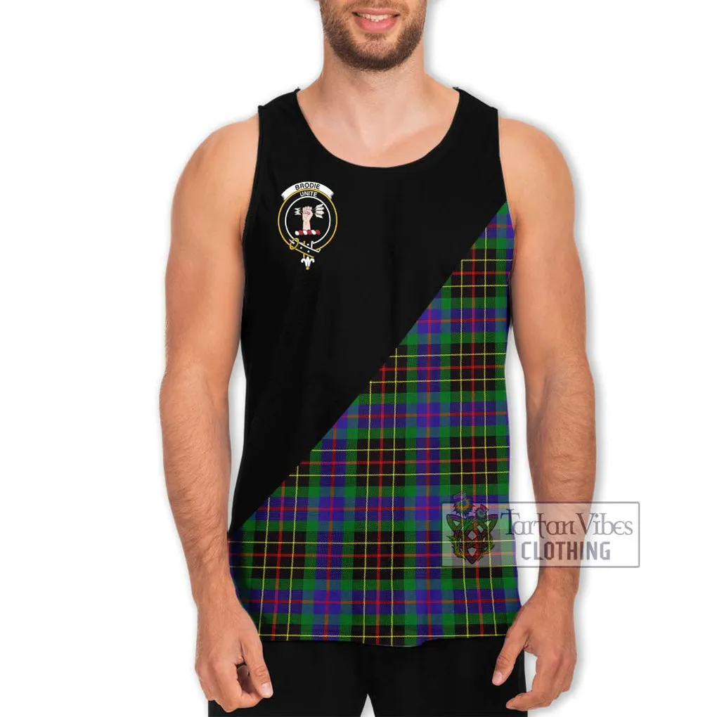 Brodie Hunting Modern Tartan Men's Tank Top with Family Crest and Military Logo Style