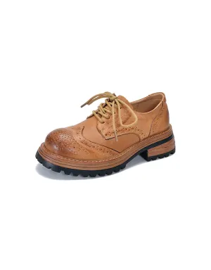 Brogue Style Wide Toe Box Oxford Shoes