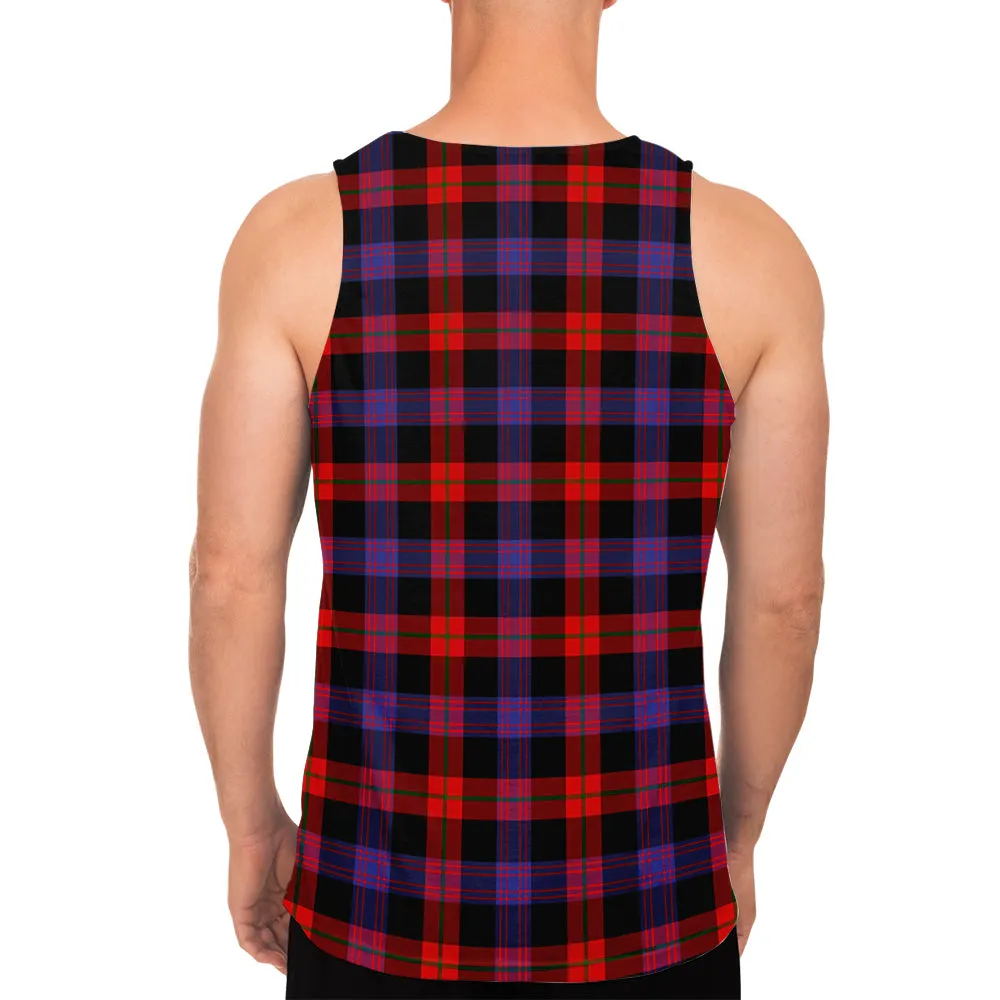 Broun Modern Tartan Mens Tank Top with Family Crest