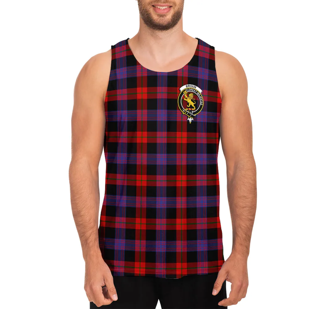 Broun Modern Tartan Mens Tank Top with Family Crest