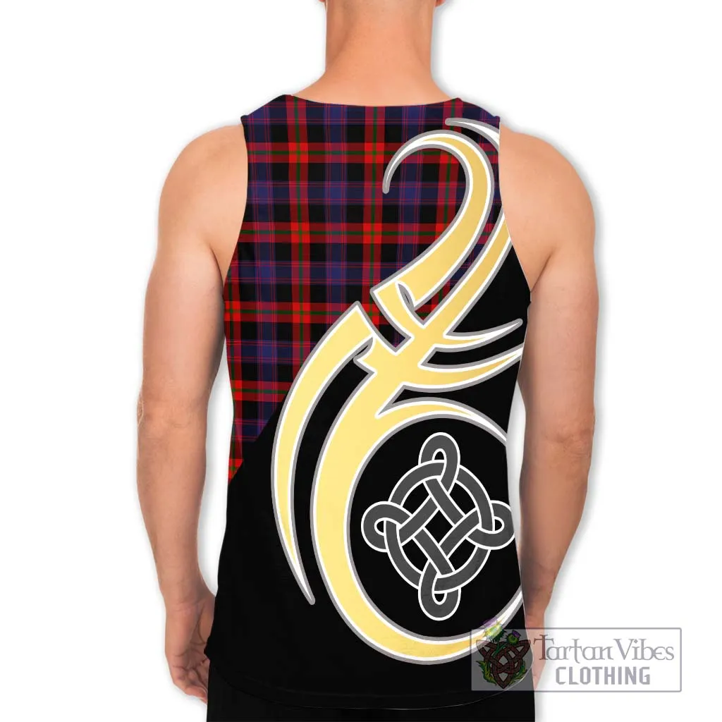 Brown (Broun) Tartan Men's Tank Top with Family Crest and Celtic Symbol Style